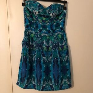 FYNN & ROSE Blue Strapless Dress with Pockets